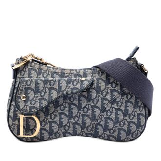 Dior Pre-owned Dior Diorissimo Trotter Canvas Double Saddle Crossbody Unisex P0HPGFYXE587EFCB