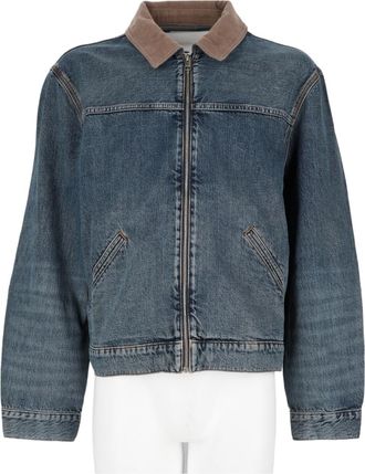 Frame Denim Denim Corduroy Collar Zip Casual Jacket