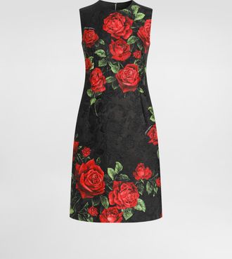 Dolce & Gabbana Rose-print Brocade Dress - Woman Dresses Multicolor 36