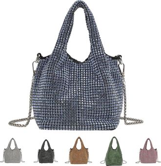 Generic Elegant Rhinestone Clutch Purse for Women,Sparkly Evening Bag with Chain for Wedding,Prom,Party,Gala (blue)