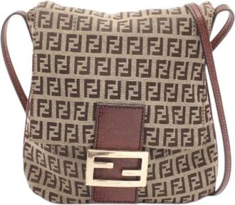 Fendi Pre-owned Zucchino Canvas Leather Schoudertas - Dames - Vintage Schoudertas - Bruin - ONE Size - Leer - Vintage
