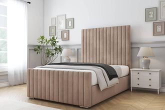 Comfort Beds Khloe Naples Bed Frame With Mattress-50 Upholstered in Light Brown | Size: Single