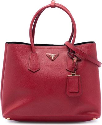 Prada Pre-owned Handbags, female, Red, Size: ONE SIZE Pre-owned Structured Leather Tote Bag