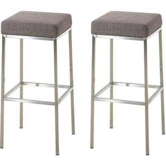 Clp Set 2 sgabelli bar Montreal in tessuto grigio acciaio inossidabile