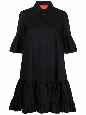 La DoubleJ short-sleeve ruffle-hem dress - Black