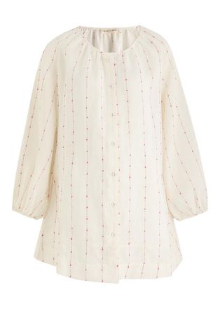 Casa Raki Nora Embroidered Linen Mini Dress - Ivory - S (UK8-10 / S)