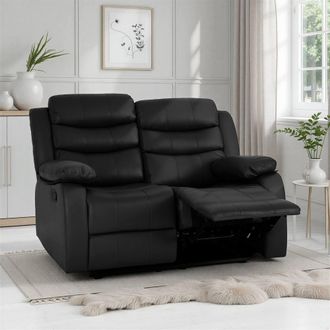 Seconique Roma 2 Seater Recliner Sofa - Black Faux Leather