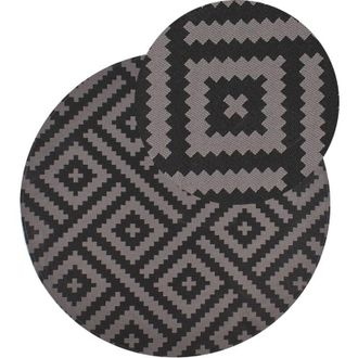 Beliani Beliani - Modern Indoor Outdoor Round Area Rug Geometric Pattern 120 cm Black and Grey Ajmer