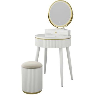 Vicco Tocador Gesa, Blanco, 60 Cm Con Espejo Led En 3 Tonos De Blanco, Regulable, Vicco