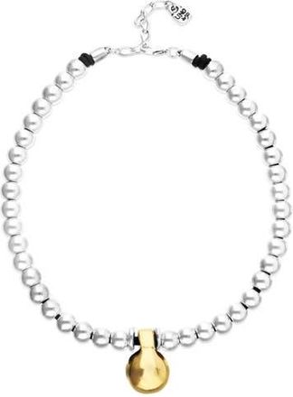 UNOde50 Necklace of medium spheres plated in sterling silver and large dial plated in 18k gold at Nordstrom