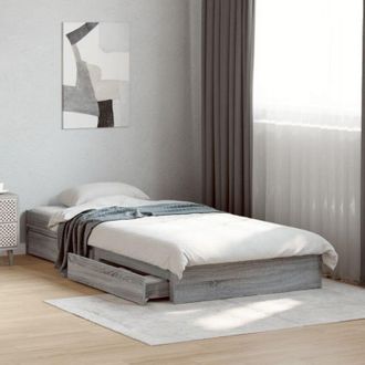 vidaXL Cama Con Cajones Madera De Ingenier&iacute;a Gris Sonoma 90x190 Cm Vidaxl
