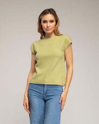 Tantra Mouwloze effen gebreide top met een ronde hals