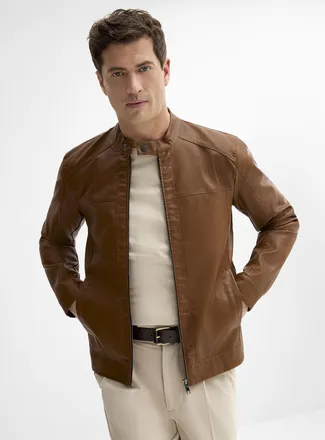 Only & Sons Mens Faux-leather biker jacket