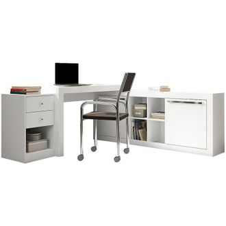 Vente-Unique Vente-unique - Scrivania angolare con 2 cassetti e 2 ante Bianca - evan