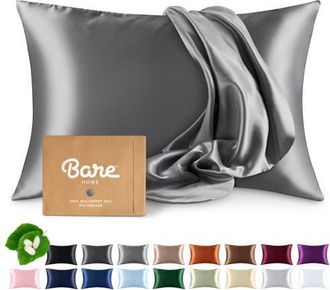 Bare Home 19 Momme 100% Mulberry Silk Pillowcase in Grey at Nordstrom, Size Standard