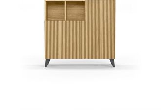 HERDASA Zapatero modelo MOSS, 87x90x27, roble dorado - frente efecto listones y patas grafito