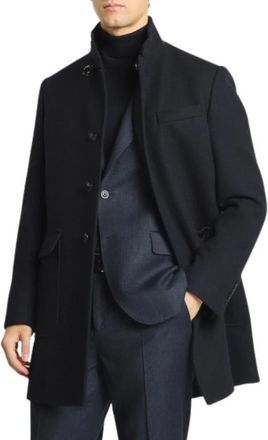 Fay Single-Breasted Coat - Heren - Mantel - Blauw - XS - Denim - Jassen