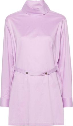 Issey Miyake Fastened long-length poplin shirt - women - Nylon/Cotton/Polyurethane - 2 - Purple