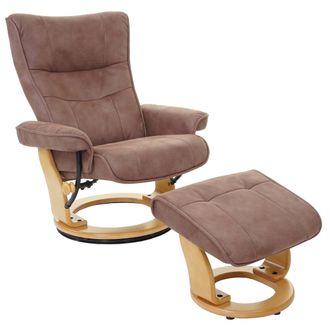 Hhg Mca Sill&oacute;n Relax Montreal, Taburete Sill&oacute;n Tv, Tela/textil 130kg Cargable, Marr&oacute;n Antiguo, Marr&oacute;n Natural