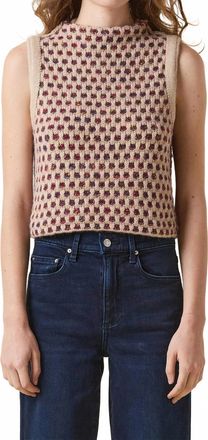 LE JEAN Bella Sweater Vest In Burgundy Honeycomb