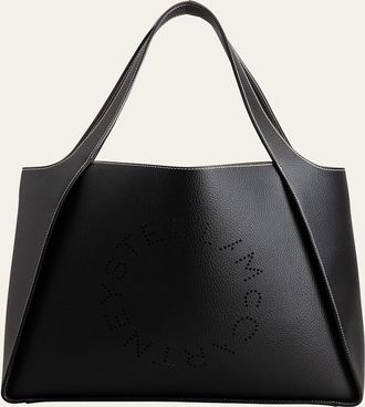 Stella McCartney Logo Grainy Faux-Leather Tote Bag