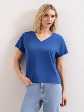 Phase Eight Saphiya Slub Cotton V-Neck T-shirt in Cobalt at Nordstrom, Size X-Large