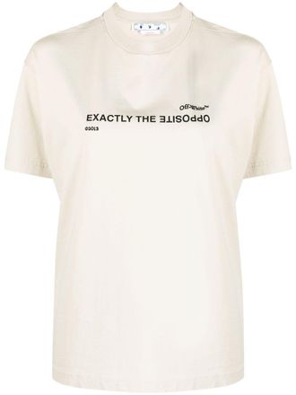 Off-white Exactly the Opposite-print T-shirt - women - Cotton/Polyester - M - Grey