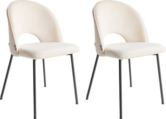 Beliani Beliani - Conjunto De 2 Sillas De Comedor De Tela Beige Claro Patas Negras Glamour Covelo