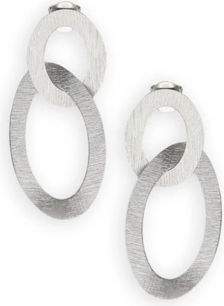 Lott. Gioielli Double Oval Charm Satin Earring - Dames - Oorbellen - Grijs - ONE Size - Satijn - Accessoires