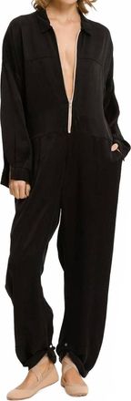 Cali Dreaming Front Zipper Detail Flightsuit In Black