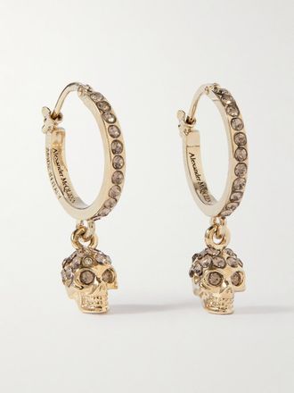 Alexander McQueen Orecchini A Cerchio In Metallo Argentato Con Cristalli - Oro