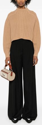 Max Mara Womens Camel Clothing Sweaters - Tan Wool - Size Medium