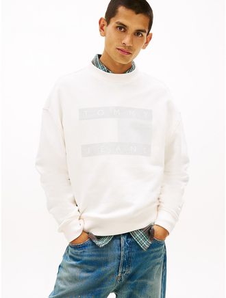 Tommy Hilfiger Mens Tommy Jeans Weathered Flag Sweatshirt - White - XXL