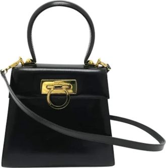 Ferragamo Tweedehands leren handtassen - Dames - Vintage Handtas - Zwart - ONE Size - Leer - Vintage