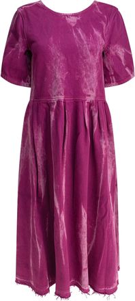 Ganni Denim Midi Dress With Open Back Abiti Viola-Donna