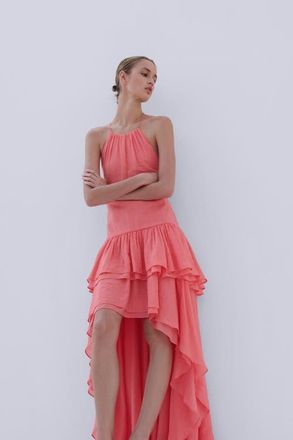 H&M Tiered High-low Dress in Raspberry Red at Nordstrom, Size X-Large