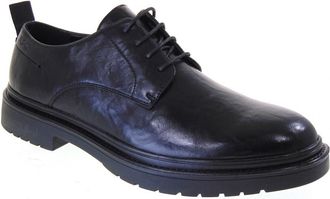 NAZARENO GABRIELLI nazarenogabrielli U433 Derby Mens Fashion Faux Leather Black Chunky Heel 3 cm Rubber Sole, Black, 10.5 UK