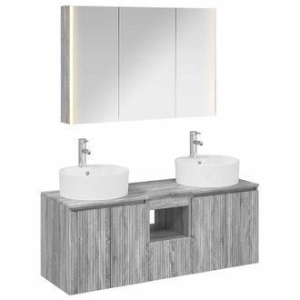 vidaXL Juego De Muebles De Ba&ntilde;o 4 Uds. Sonoma Gris Vidaxl