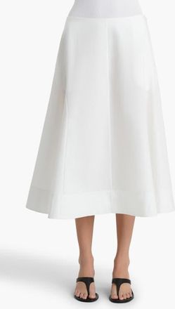 Khaite Artin Cotton Midi Skirt in Chalk at Nordstrom, Size 0