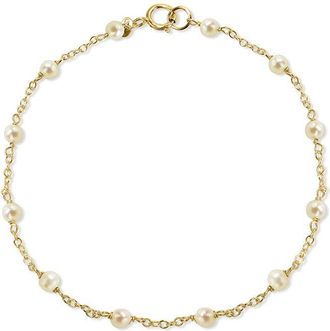 Jewelmak 14K White Pearl & Pearl Bracelet