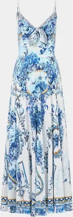 Camilla The Porcelain Parlour Tie-Front Maxi Dress