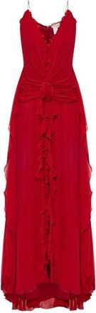 Blumarine Jurk met bandjes en draperie - Dames - Jurken - Rood - Maat: M Leer