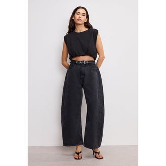 Good American Womens Good Extreme Barrel Jeans | Black, 373 Size 28 Plus | Good American by KhloÈ Kardashian