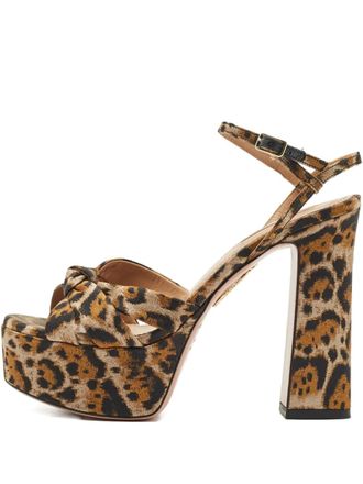 Aquazzura Baba Plateau jacquard platform sandals - Brown