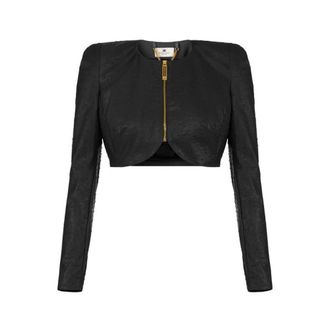 Elisabetta Franchi Dames, Jassen, Zwart, Maat: S Leer