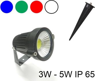Trade Shop Trade Shop Traesio - Trade Shop - Foco Led Cob Para Jard&iacute;n, 3 W, 5 W, Con Soporte De Estaca, Luz De Color, Ip65 - -3 Vatios