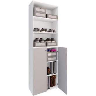 ebuy24 Ebuy24 - Vcm Xl Wood Large Shoe Cabinet Zapato Rack Botas Grandes Muebles De Piso Lona 6 Compartimentos (blanco / Gris)