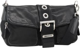 Prada Pre-owned Cross Body Bags, female, Black, Size: ONE SIZE Pre-owned Vintage Nylon Shoulder Bag