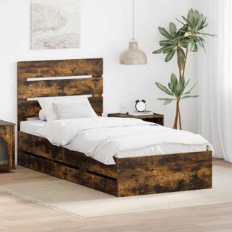 vidaXL Estructura De Cama Roble Ahumado 90 X 190 Cm Madera Ingenieril Vidaxl