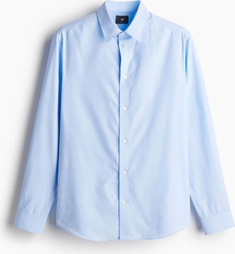 H&M Hemd aus Pima-Baumwolle in Slim Fit - Blue